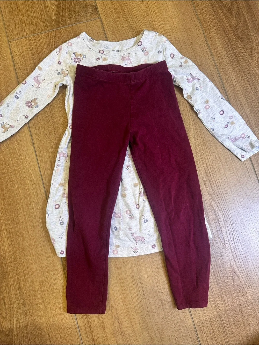 Carter's Heather Gray Unicorn Dress with Berry Leggings